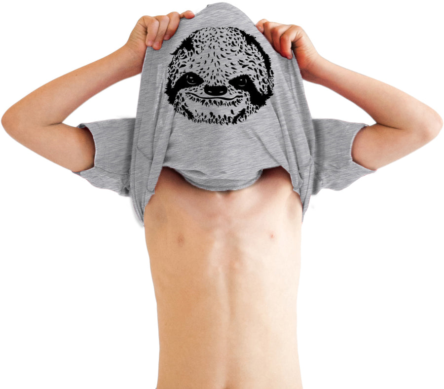 Funny Light Heather Grey - Sloth Ask Me Why I'm Lazy Sloth Flip Youth T Shirt Nerdy Flip Animal Tee