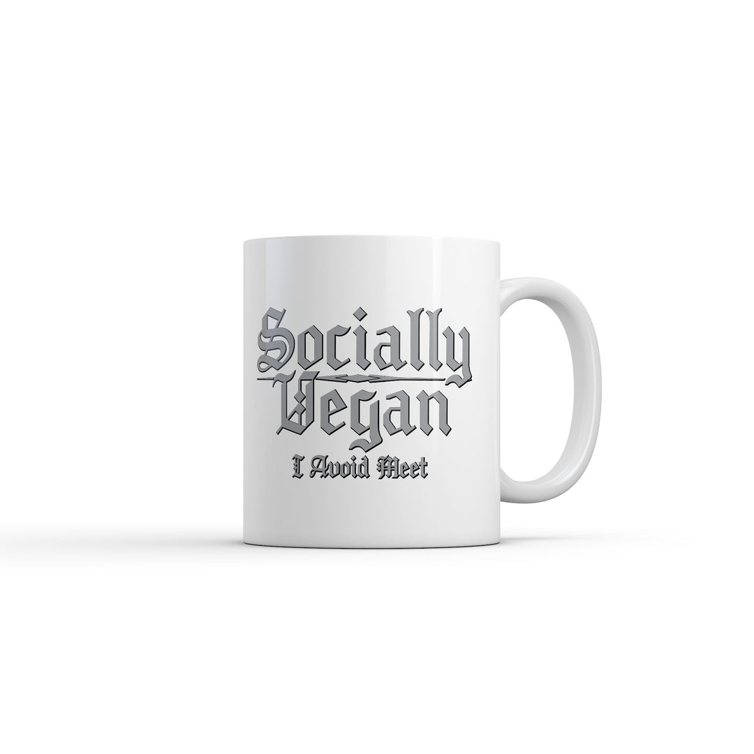 Funny White Socially Vegan I Avoid Meet Coffee Mug Nerdy food Introvert Tee