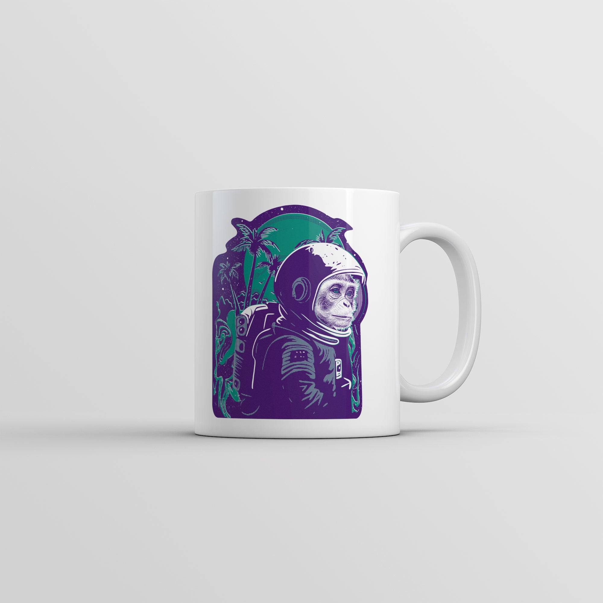 Funny White Space Monkey Coffee Mug Nerdy animal space Tee