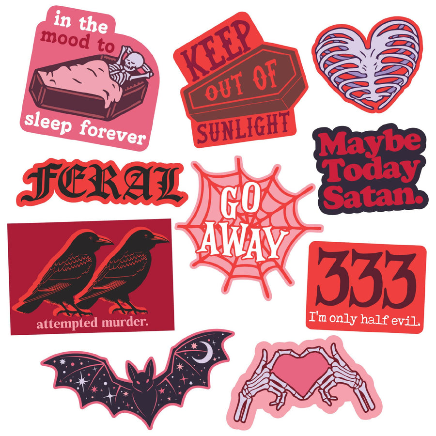 Funny Multi Spooky Stickers Nerdy Halloween sarcastic Tee