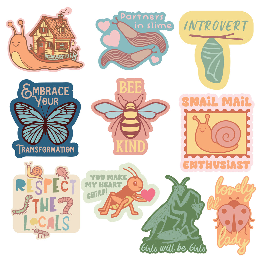 Funny Multi - Spring Bugs Spring Bug Stickers Nerdy animal Tee