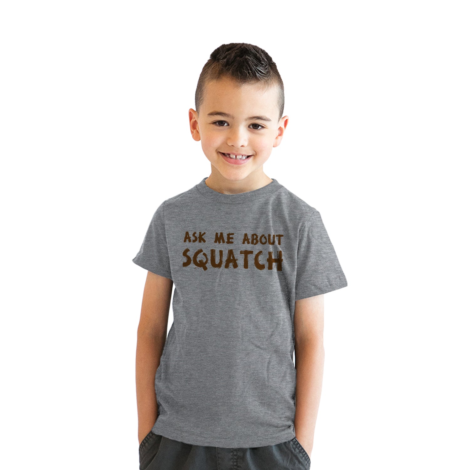 Funny Light Heather Grey - Squatch Ask Me About Squatch Youth T Shirt Nerdy Flip Sarcastic Tee