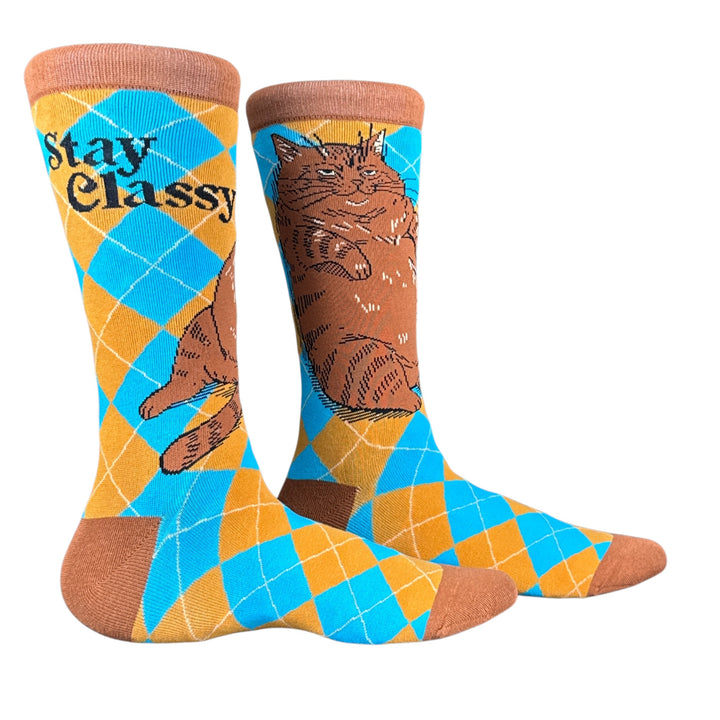 Funny Stay Classy Stay Classy Sock Nerdy Cat Tee