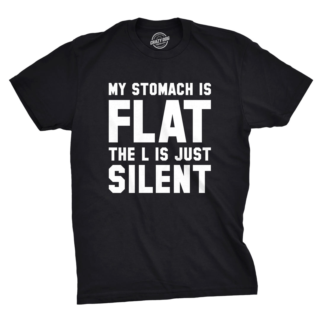 Funny Heather Black My Stomach Is Flat Mens T Shirt Nerdy Fitness Nerdy Tee