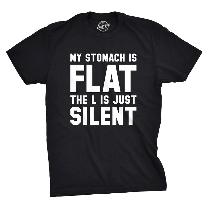 Funny Heather Black My Stomach Is Flat Mens T Shirt Nerdy Fitness Nerdy Tee