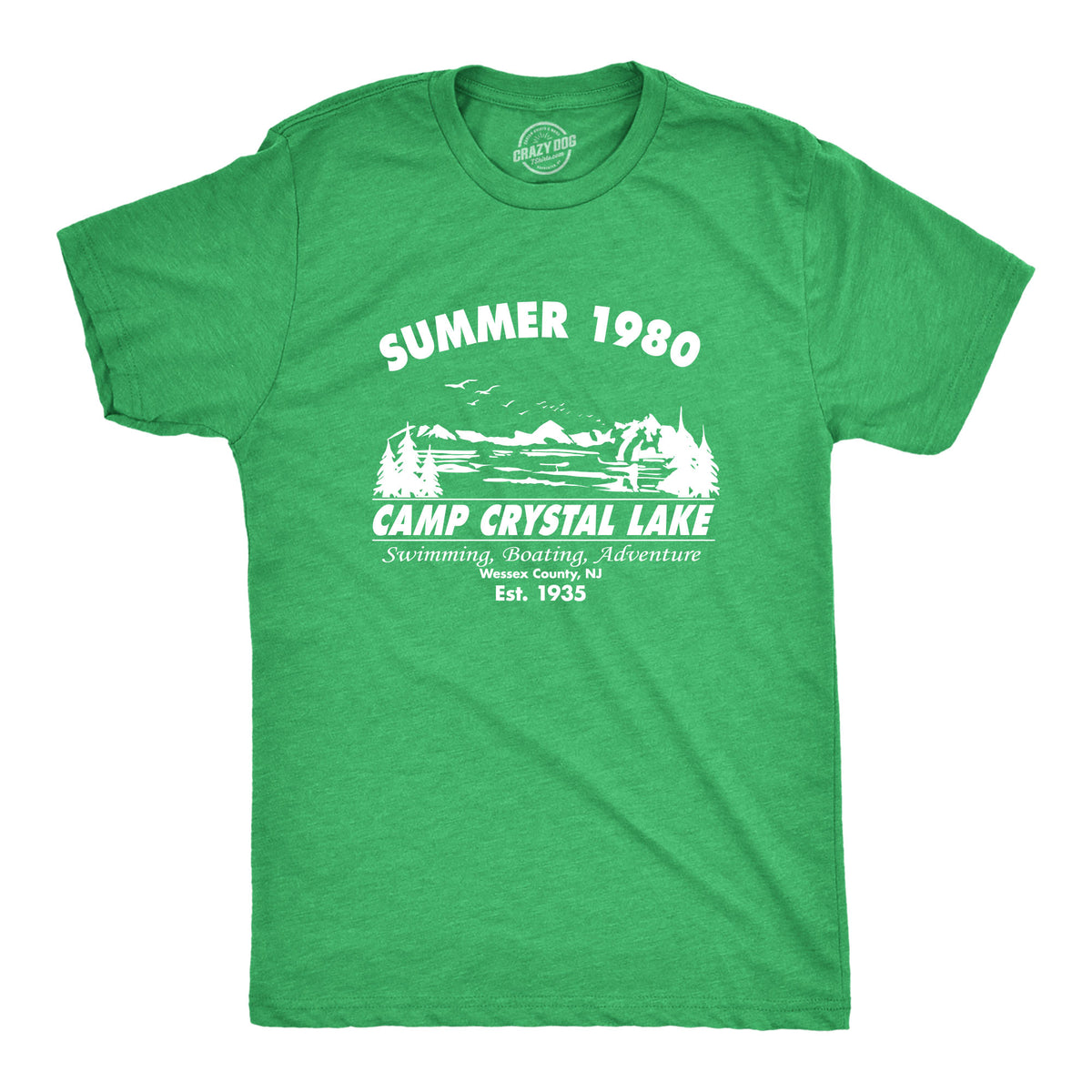 Funny Green Summer 1980 Camp Crystal Lake Mens T Shirt Nerdy Halloween TV &amp; Movies Camping Retro Tee