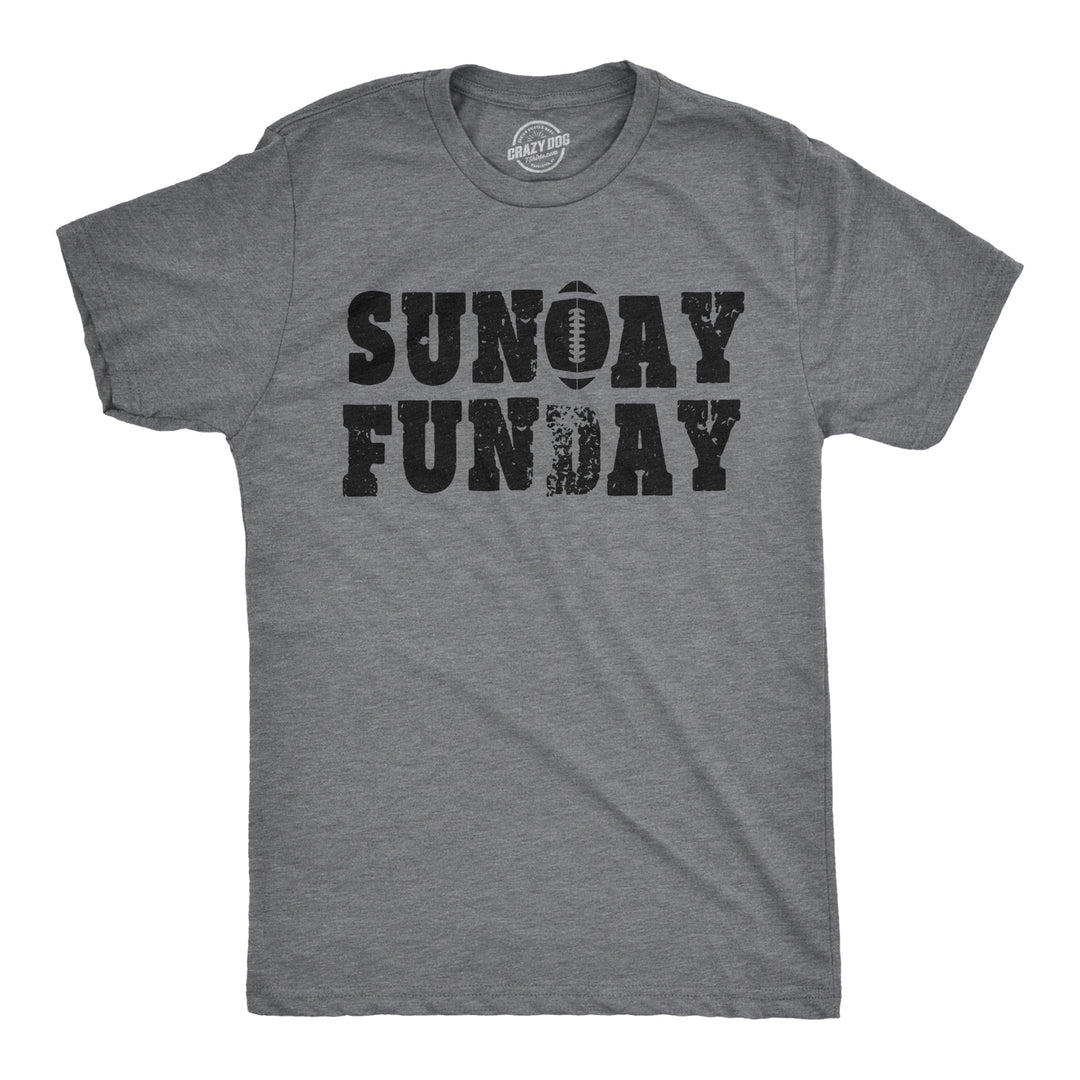 Funny Dark Heather Grey Sunday Funday Vintage Football Mens T Shirt Nerdy Football Retro Drinking Tee