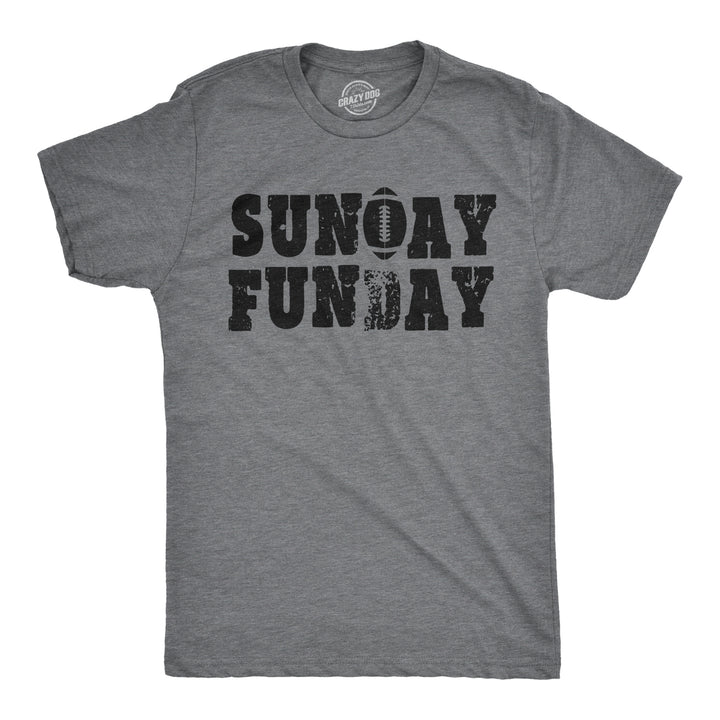 Funny Dark Heather Grey Sunday Funday Vintage Football Mens T Shirt Nerdy Football Retro Drinking Tee