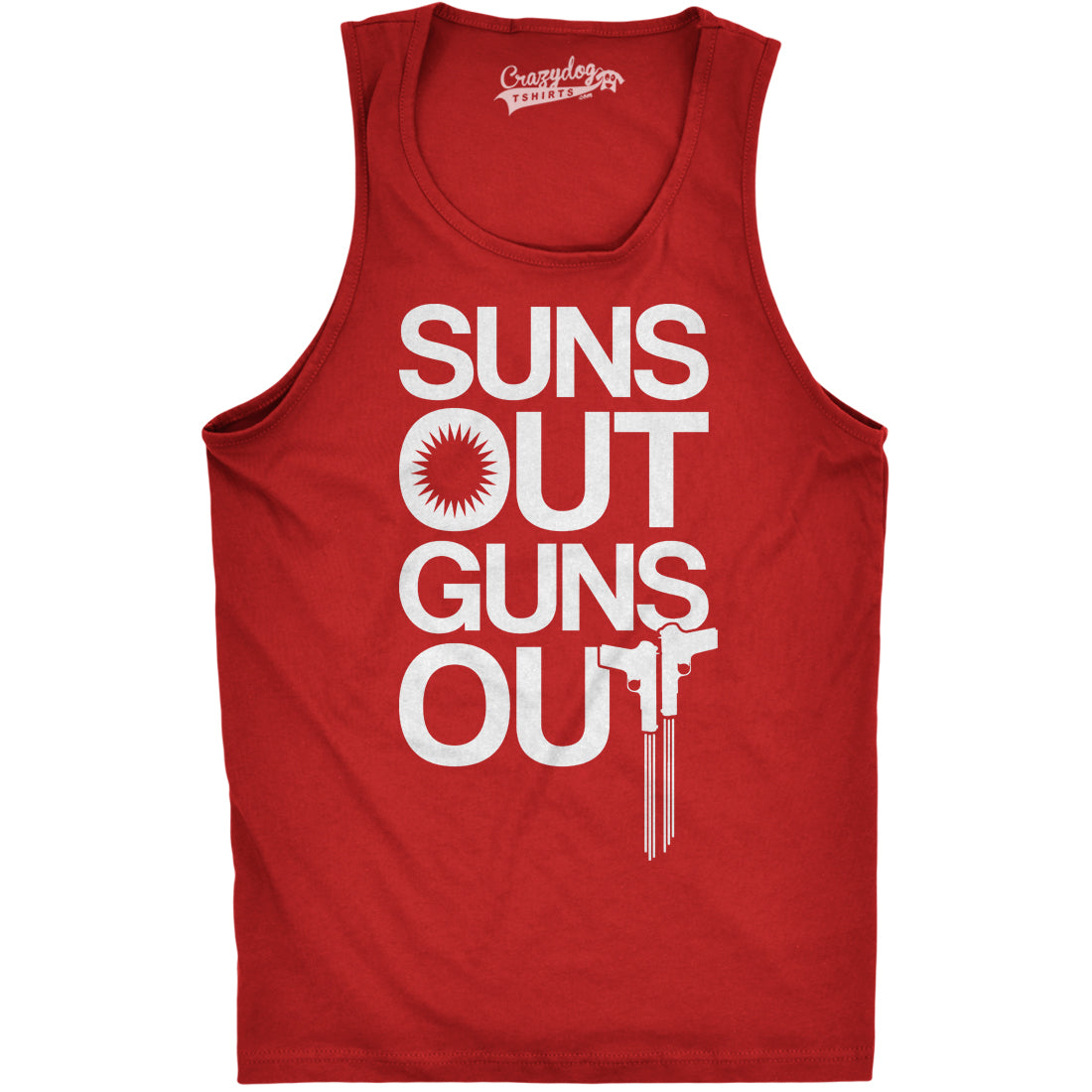 Funny Red Suns Out Guns Out Mens Tank Top Nerdy Fitness Tee