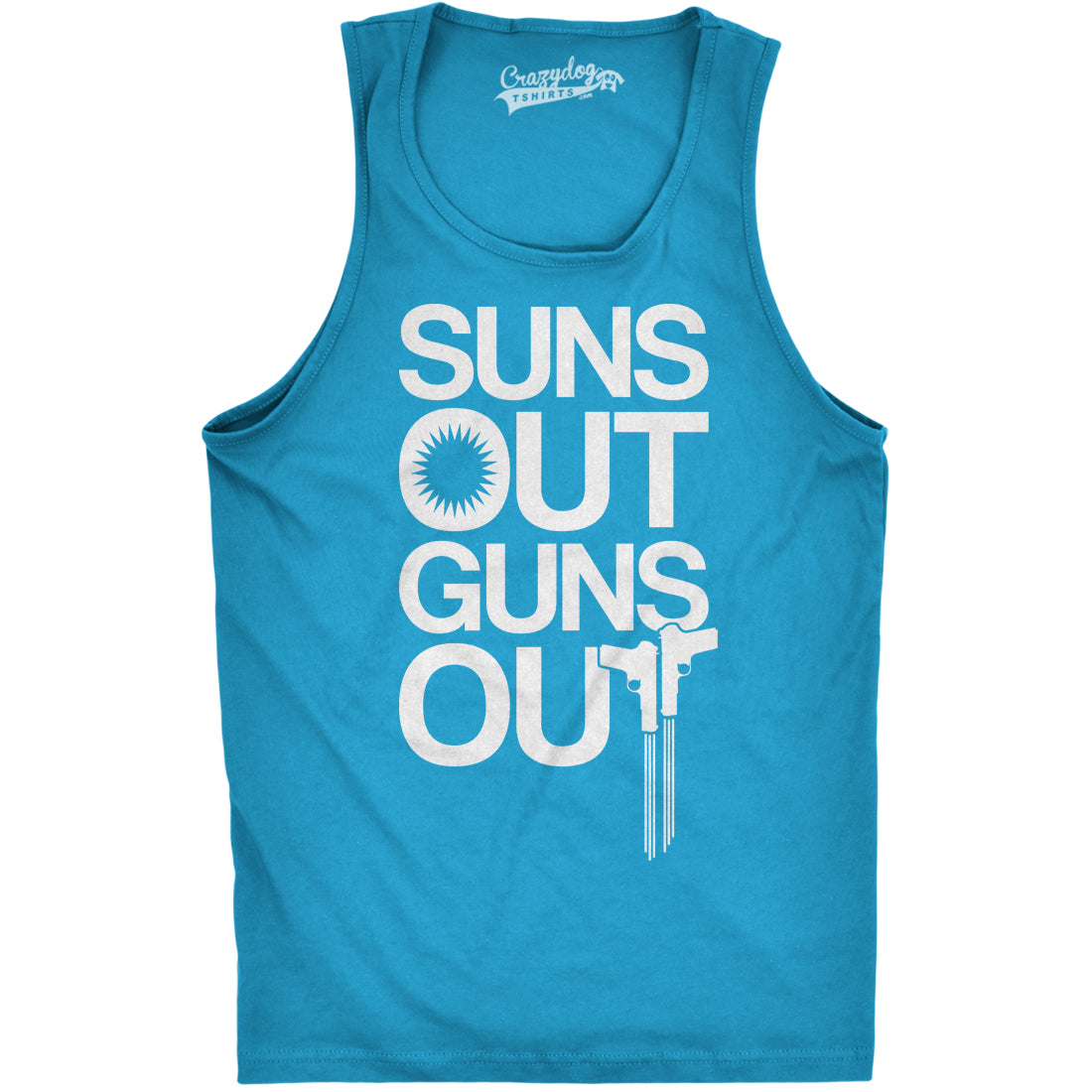 Funny Turquoise Suns Out Guns Out Mens Tank Top Nerdy Fitness Tee