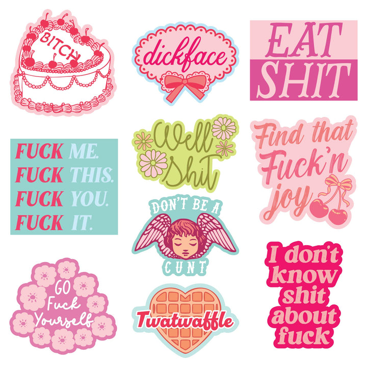 Funny Multi Swears Stickers Nerdy offensive Tee