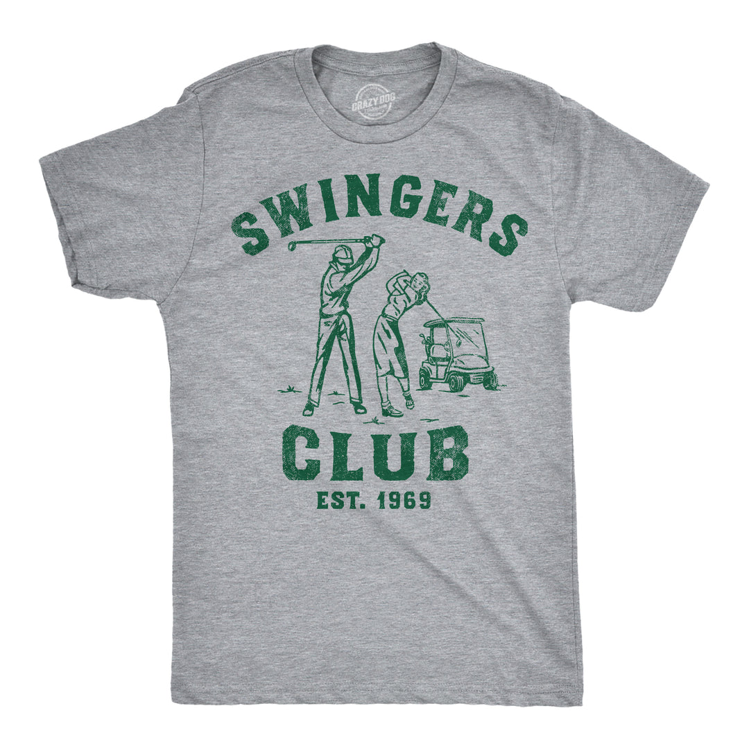 Funny Light Grey Swingers Club Mens T Shirt Nerdy Golf sarcastic Tee