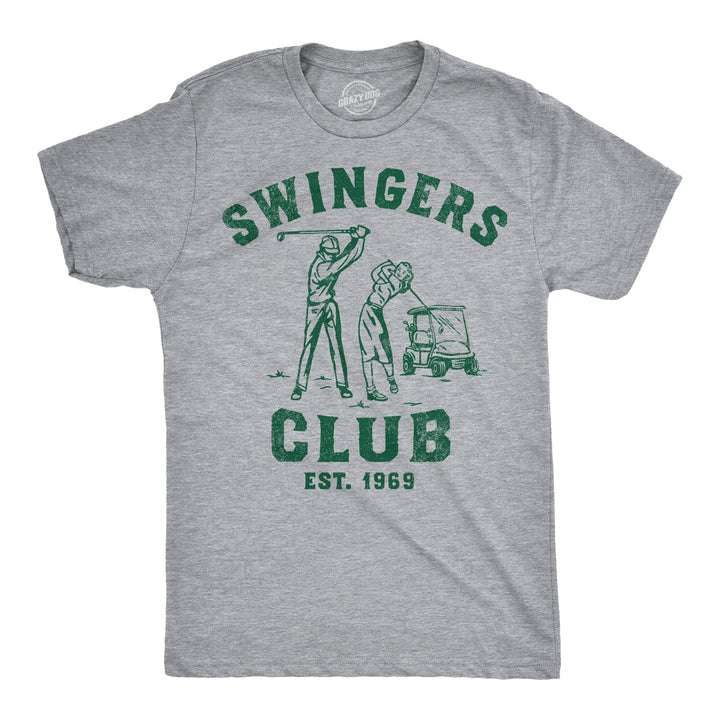 Funny Light Grey Swingers Club Mens T Shirt Nerdy Golf sarcastic Tee