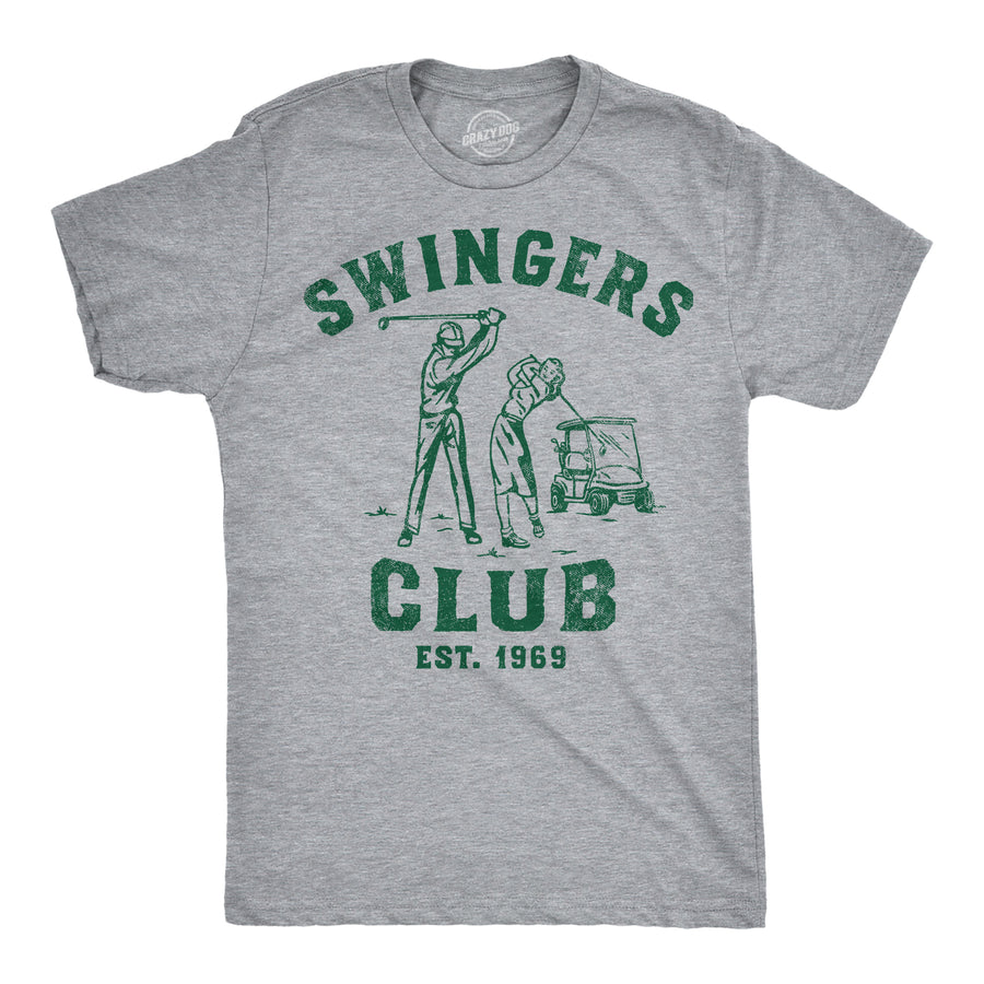 Funny Light Grey Swingers Club Mens T Shirt Nerdy Golf sarcastic Tee