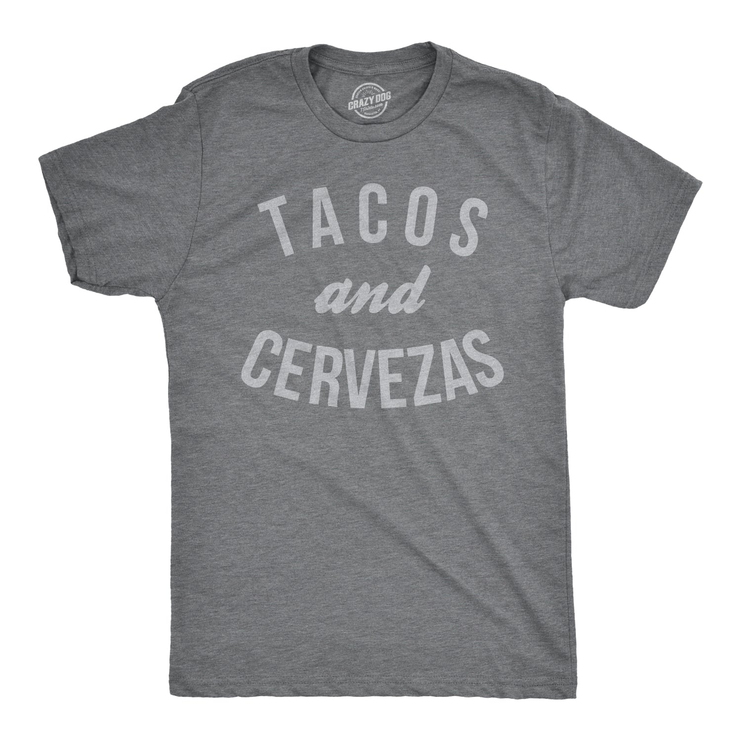 Funny Dark Heather Grey Tacos and Cervezas Mens T Shirt Nerdy Cinco De Mayo Drinking Tee