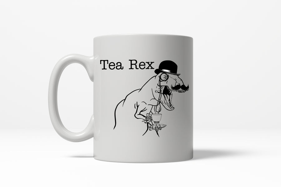 Funny White Tea Rex Coffee Mug Nerdy dinsoaur Tee