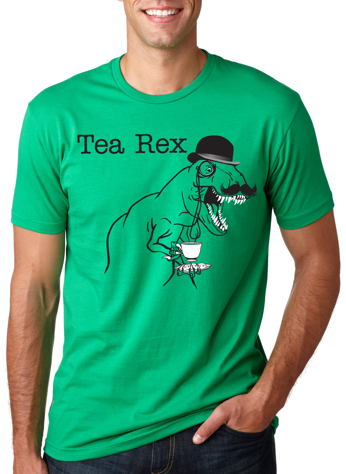 Funny Heather Green - Tea Rex Tea Rex Mens T Shirt Nerdy Food Dinosaur Tee