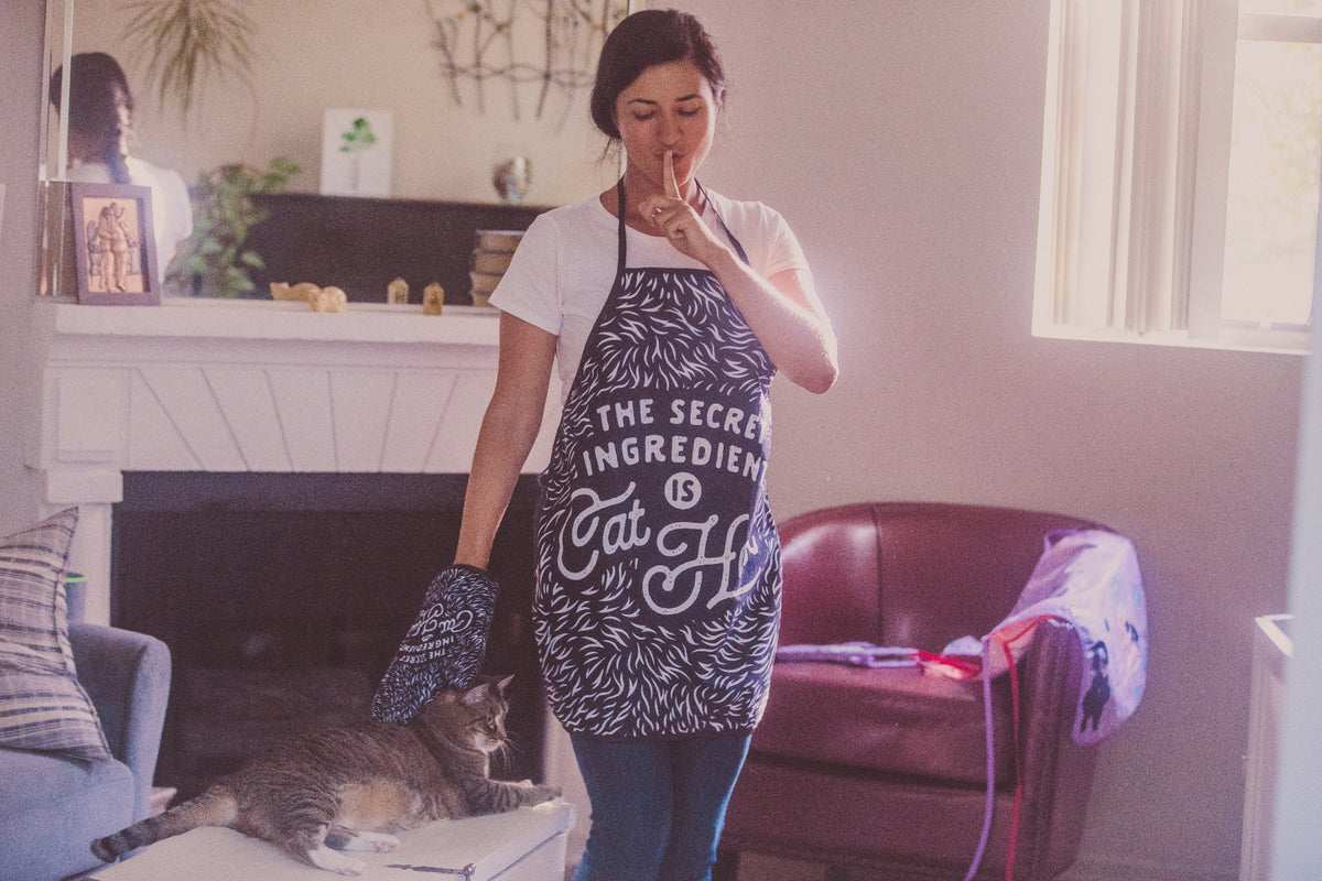 The Secret Ingredient Is Cat Hair Oven Mitt + Apron