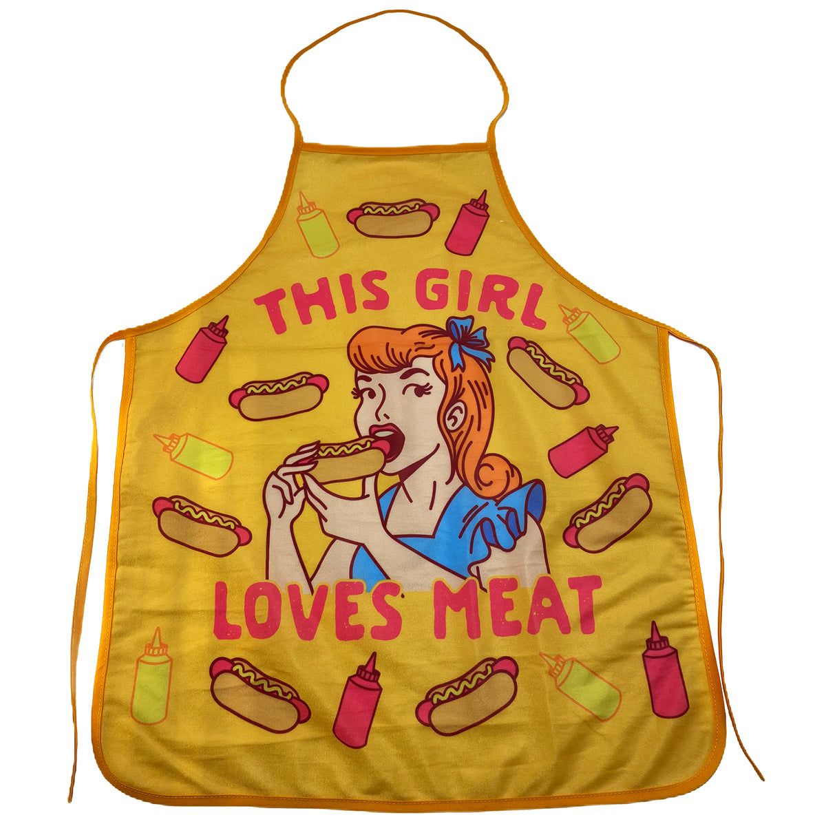 Funny Navy This Girl Loves Meat Apron Nerdy Food Tee