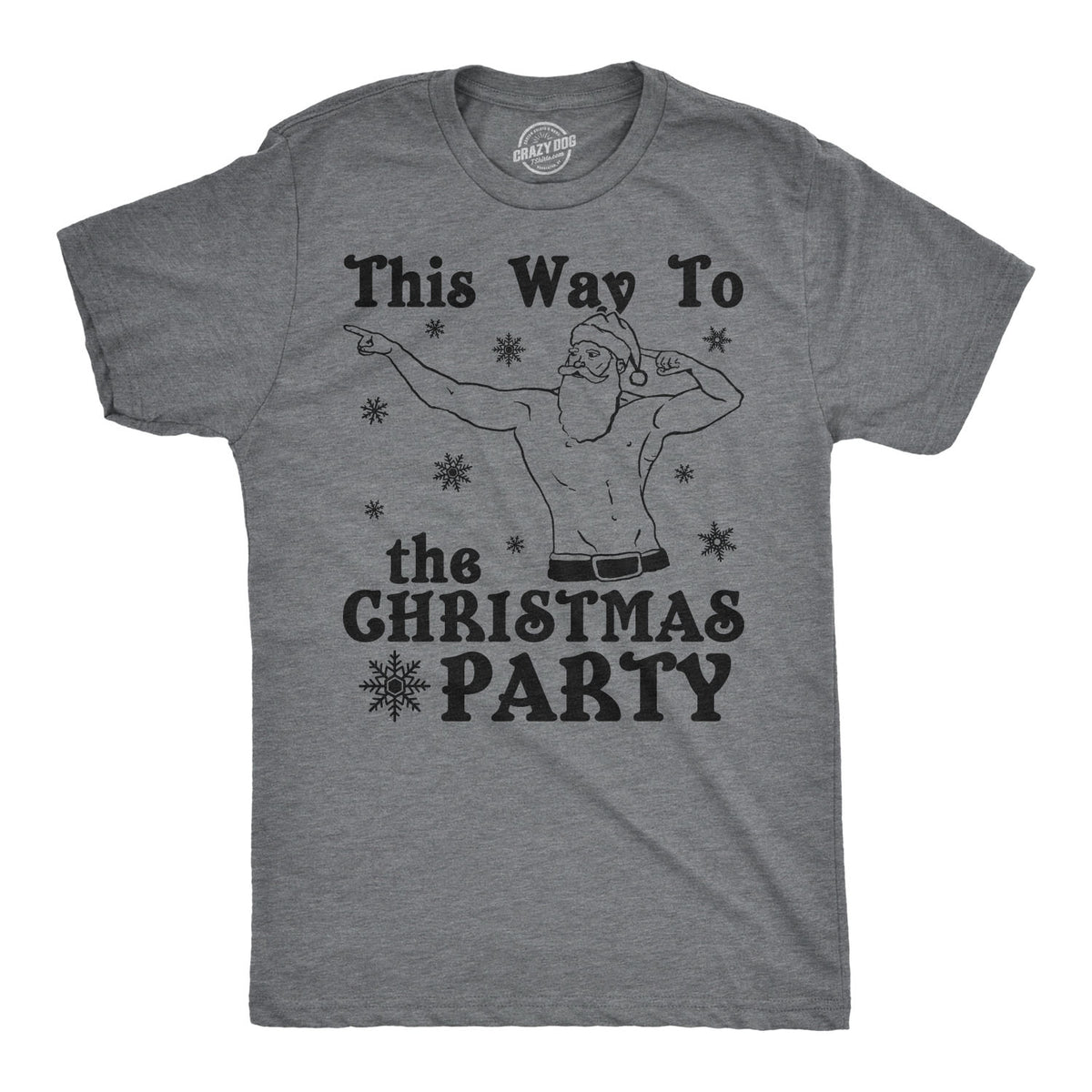 Funny Dark Heather Grey This Way To The Christmas Party Mens T Shirt Nerdy Christmas Tee
