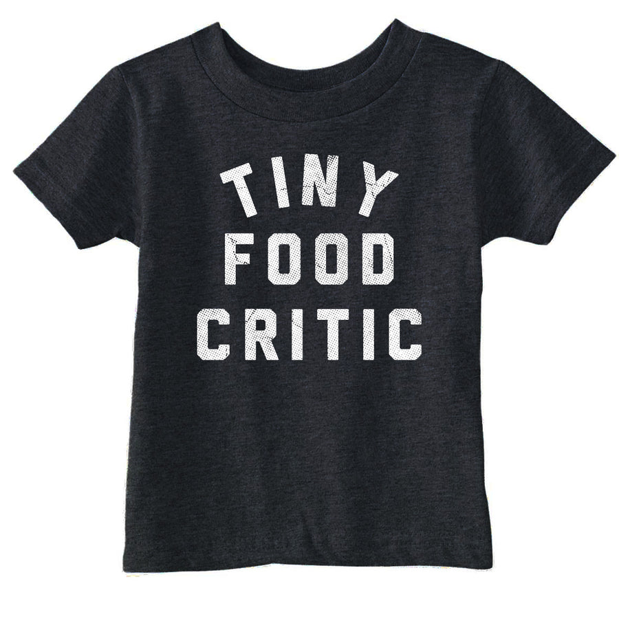 Funny Heather Black - Tiny Food Critic Tiny Food Critic Toddler T Shirt Nerdy food sarcastic Tee