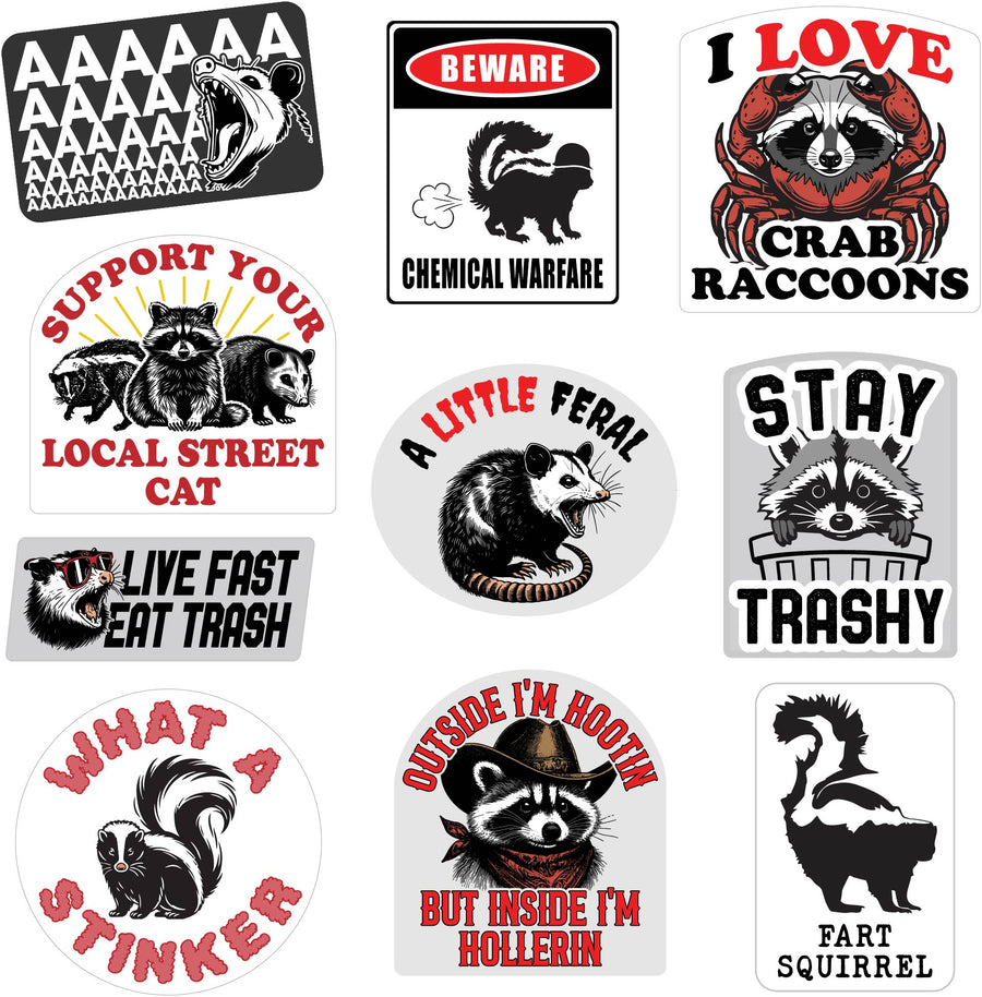 Funny Multi Trash Animals Stickers Nerdy animal sarcastic Tee