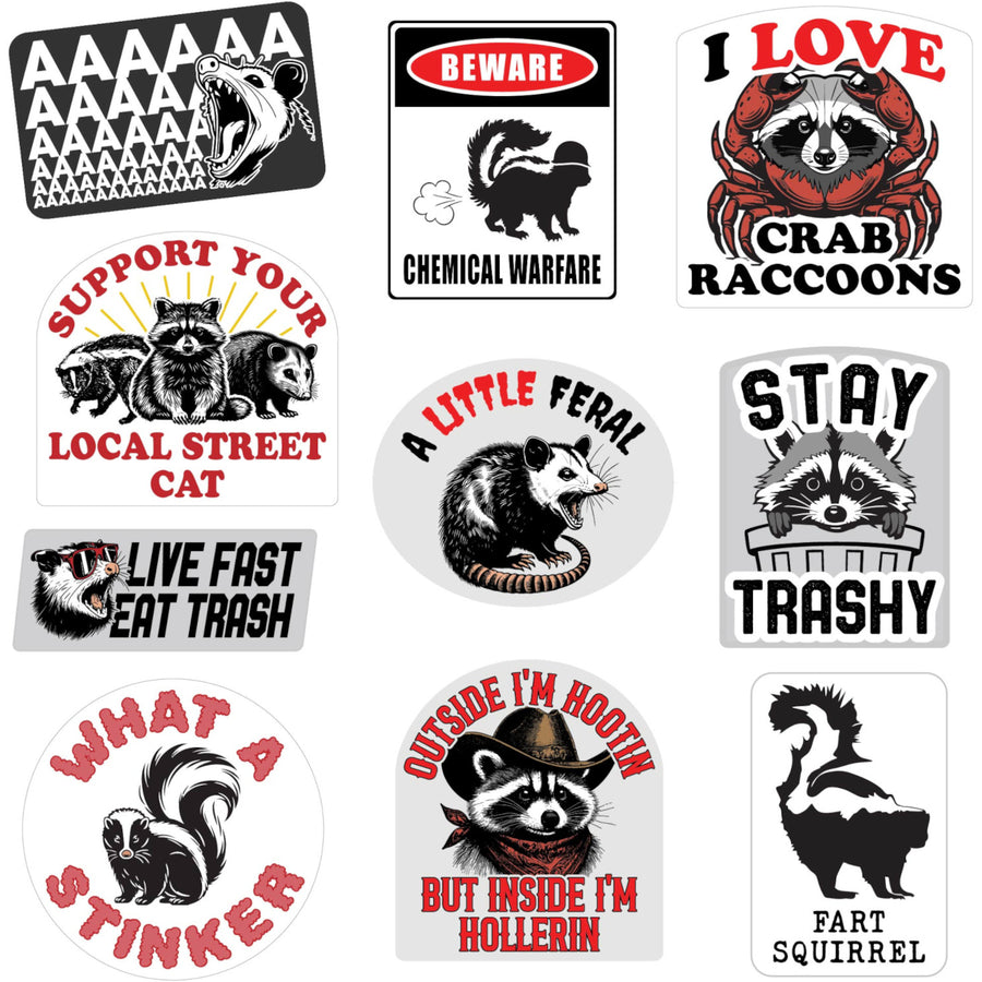 Funny Multi Trash Animals Stickers Nerdy animal sarcastic Tee