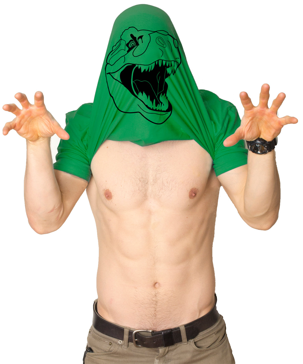 Funny Green Ask Me About My T-Rex Flip Mens T Shirt Nerdy Dinosaur Flip Tee