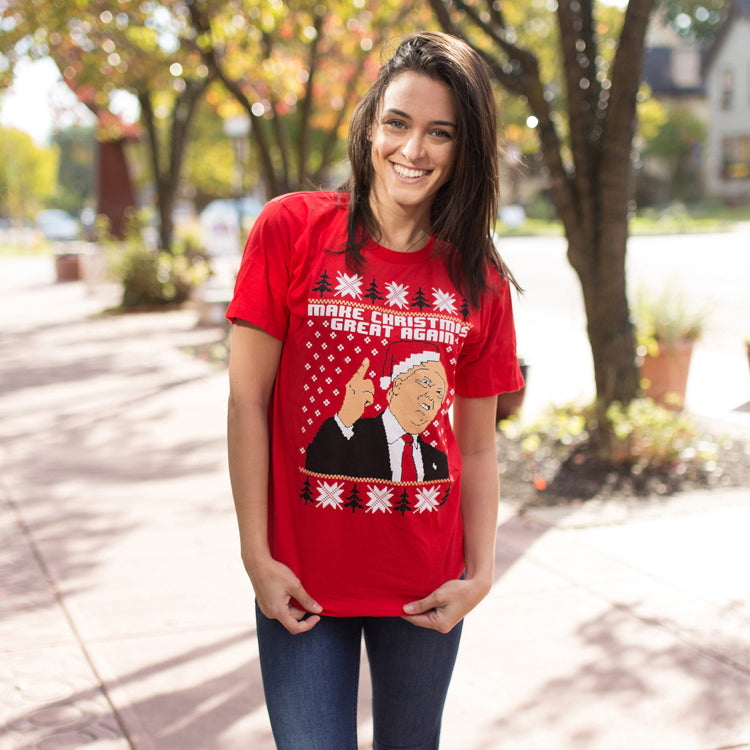 Funny Red Make Christmas Great Again Ugly Christmas Sweater Mens T Shirt Nerdy Christmas Political Ugly Sweater Tee