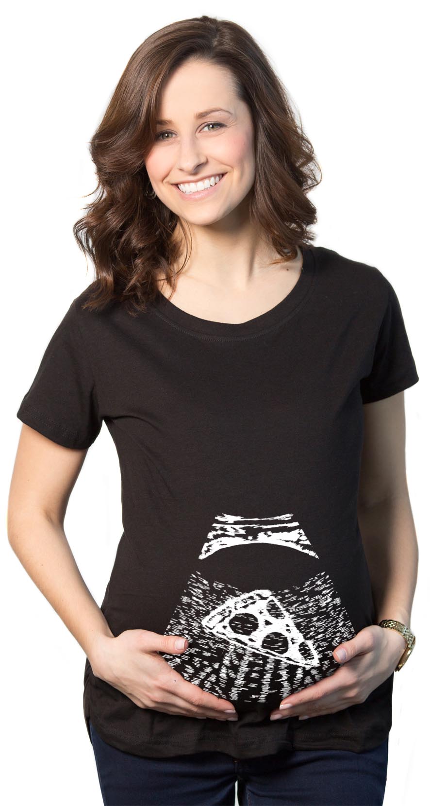 Funny Ultrasound Pizza Maternity T Shirt Nerdy Food Tee