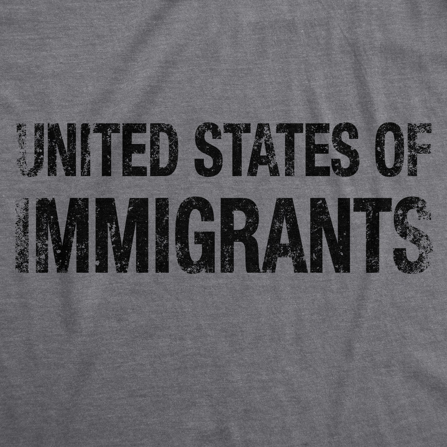 Funny Dark Heather Grey United States of Immigrants Womens T Shirt Nerdy Fourth of July Political Tee