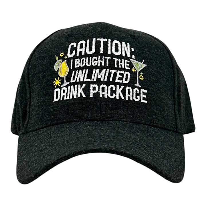 Funny Heather Black - Unlimited Drink Package Caution I Bought The Unlimited Drink Package Nerdy drinking vacation Tee