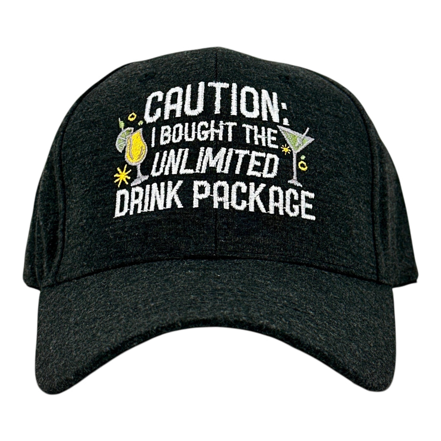 Funny Heather Black - Unlimited Drink Package Caution I Bought The Unlimited Drink Package Nerdy drinking vacation Tee