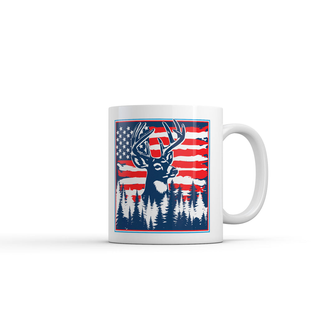 Funny White USA Buck Coffee Mug Nerdy Fourth Of July animal Tee