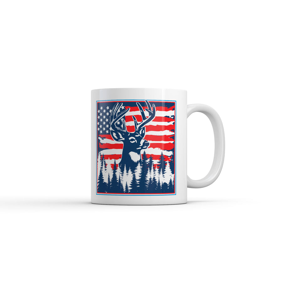 Funny White USA Buck Coffee Mug Nerdy Fourth Of July animal Tee