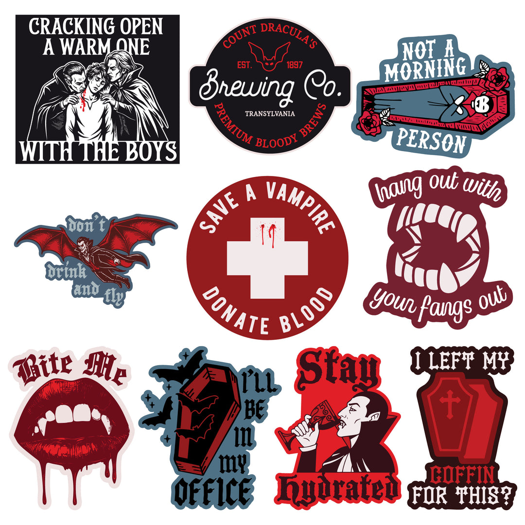 Funny Multi - Vampire Vampire Stickers Nerdy halloween Tee