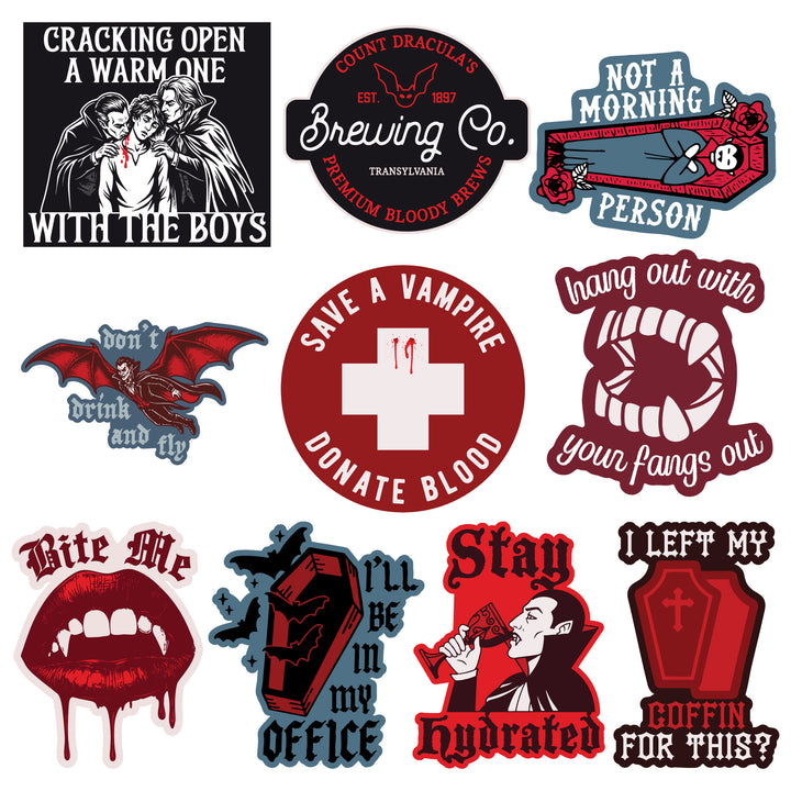 Funny Multi - Vampire Vampire Stickers Nerdy halloween Tee