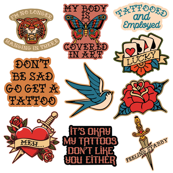 Funny Multi - Vintage Tattoo Vintage Tattoo Stickers Nerdy blank Tee