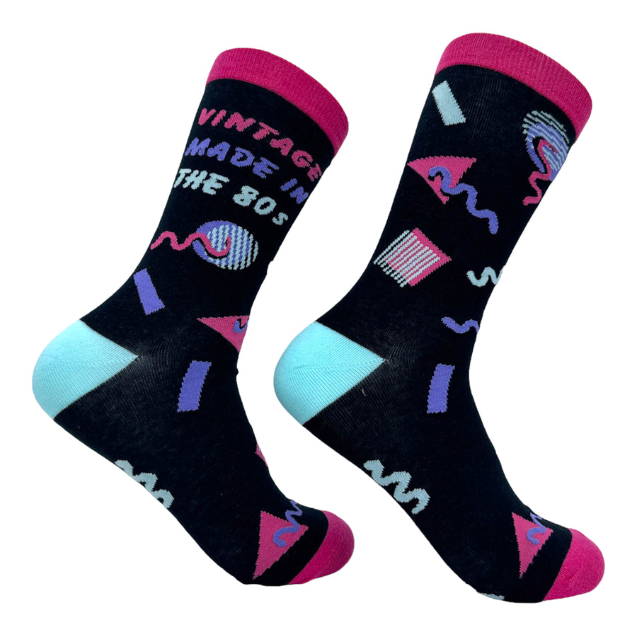 Funny Multi - 80s Women's Vintage Made In The 80s Sock Nerdy retro Tee