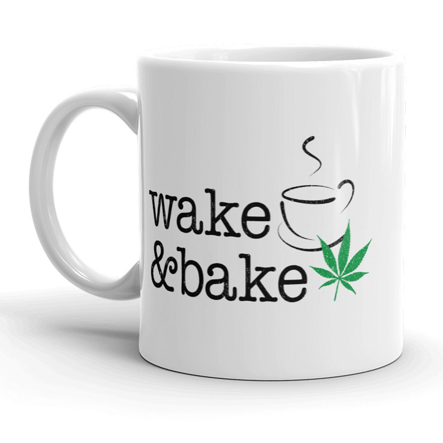 Funny White Wake And Bake Coffee Mug Nerdy 420 Tee