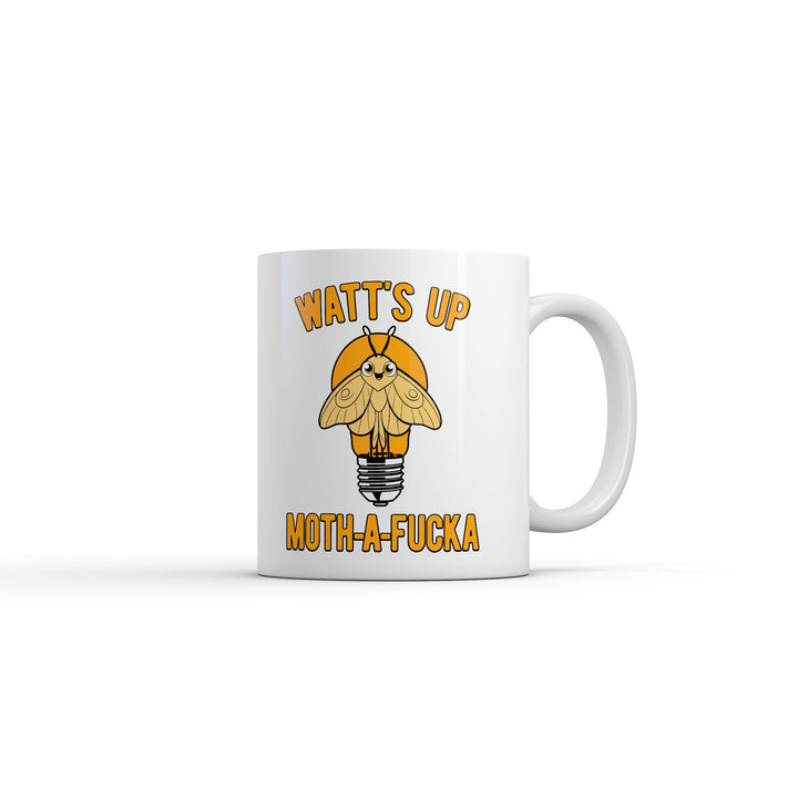 Funny White Watts Up Moth A Fucka Coffee Mug Nerdy animal offensive Tee