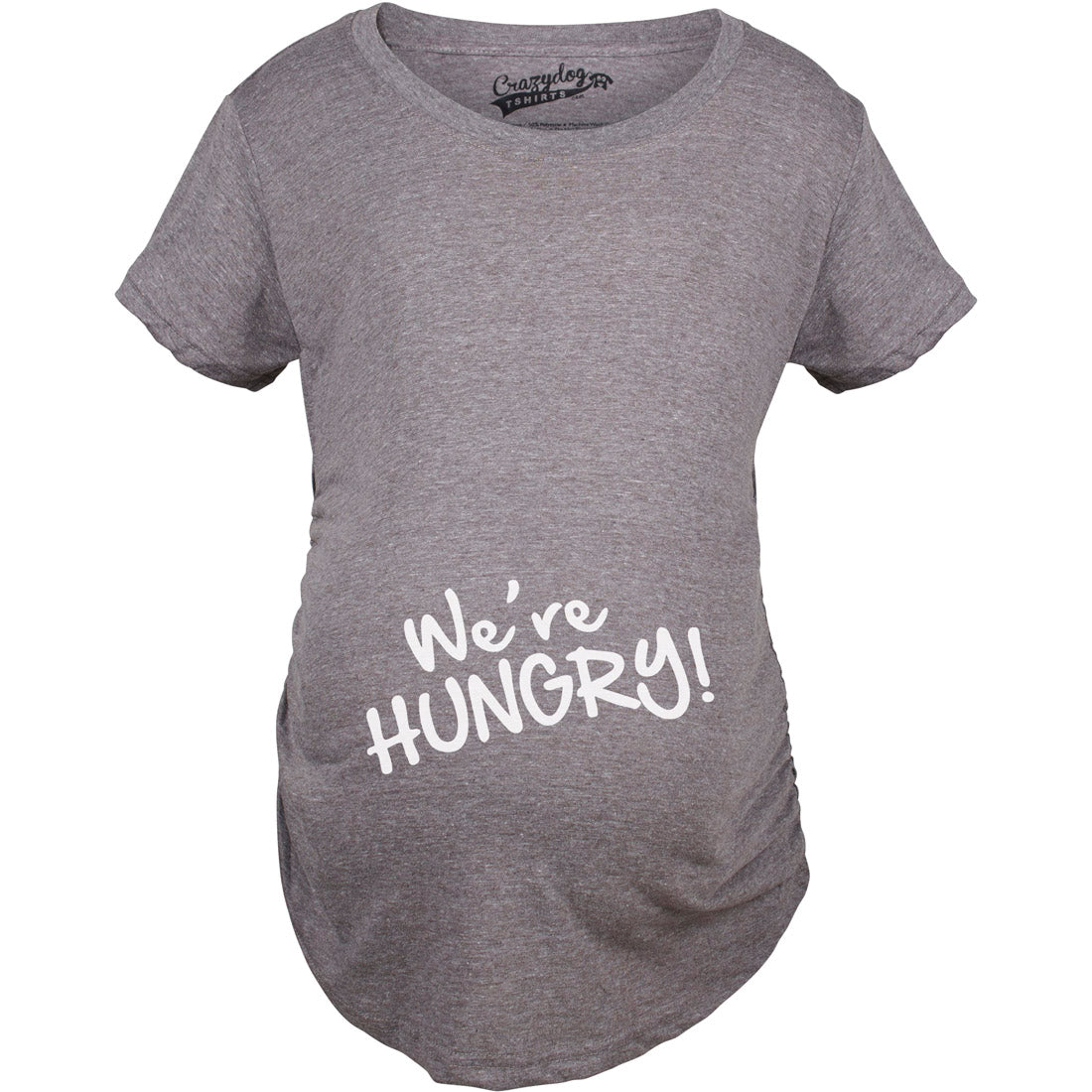 Funny Dark Heather Grey We&#39;re Hungry Maternity T Shirt Nerdy Food Tee