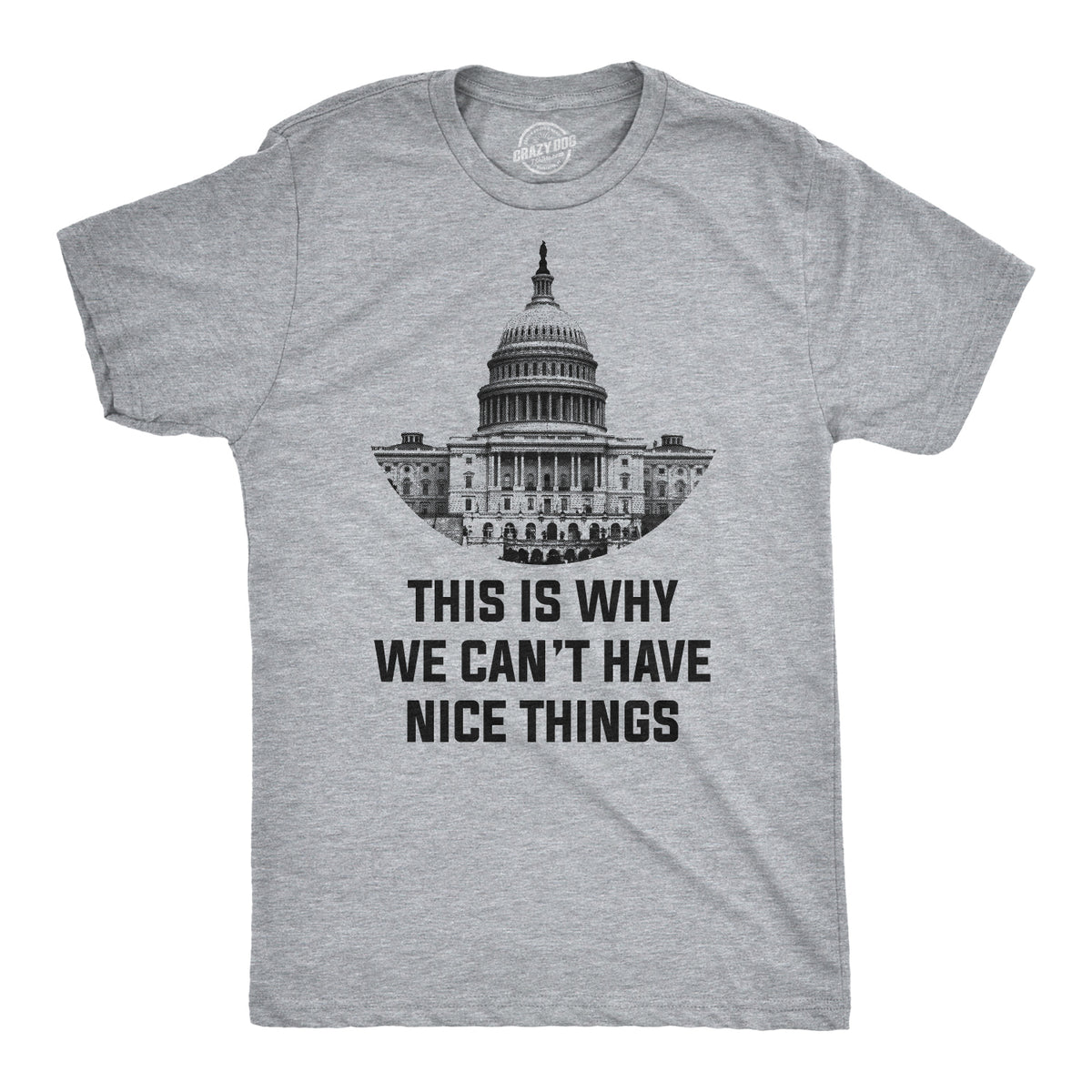 Funny Light Heather Grey This Is Why We Can&#39;t Have Nice Things Mens T Shirt Nerdy Political Tee