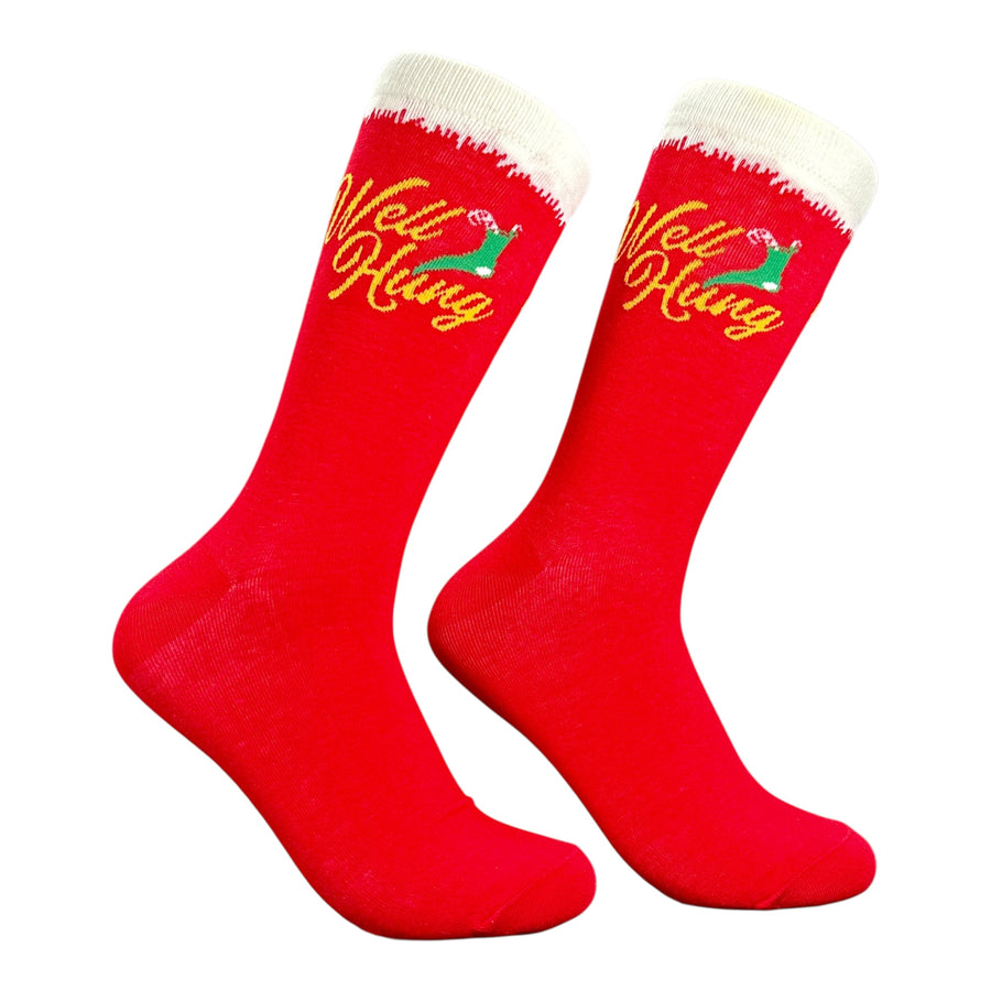 Funny Red - Well Hung Well Hung Sock Nerdy Christmas sex offensive Tee