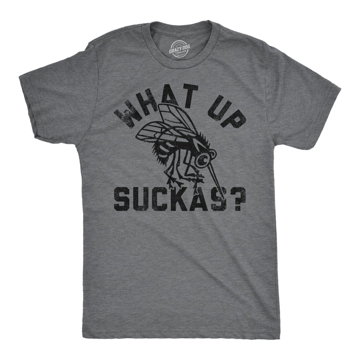 Funny Dark Heather Grey - What Up Suckas What Up Suckas Mens T Shirt Nerdy sarcastic Tee