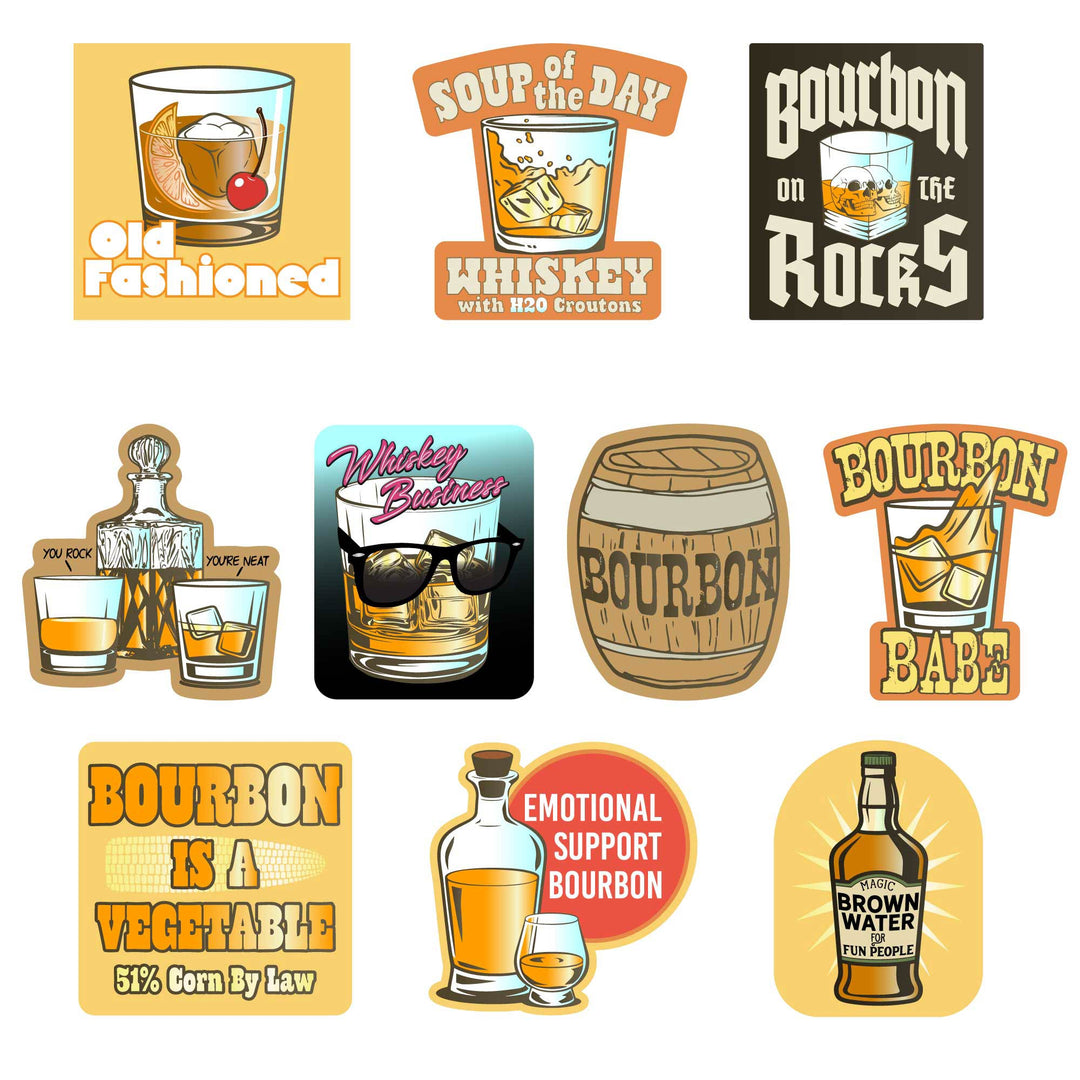 Funny Multi - Whiskey Whiskey Stickers Nerdy liquor drinking Tee
