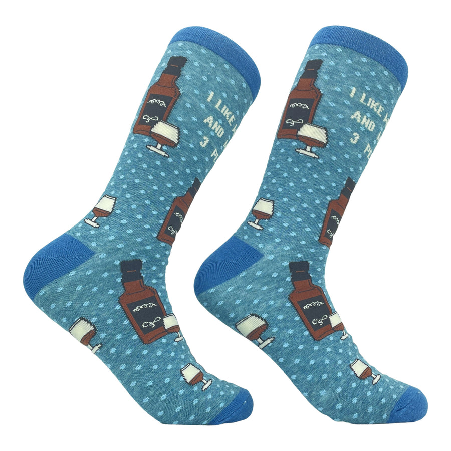 Funny Whiskey and 3 People Men's I Like Whiskey And Maybe 3 People Sock Nerdy Liquor Introvert Tee
