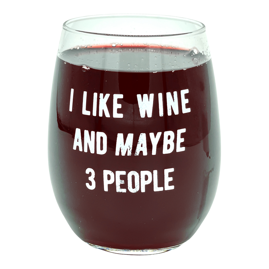 Funny White I Like Wine And Maybe 3 People Nerdy Sarcastic Wine Introvert Tee