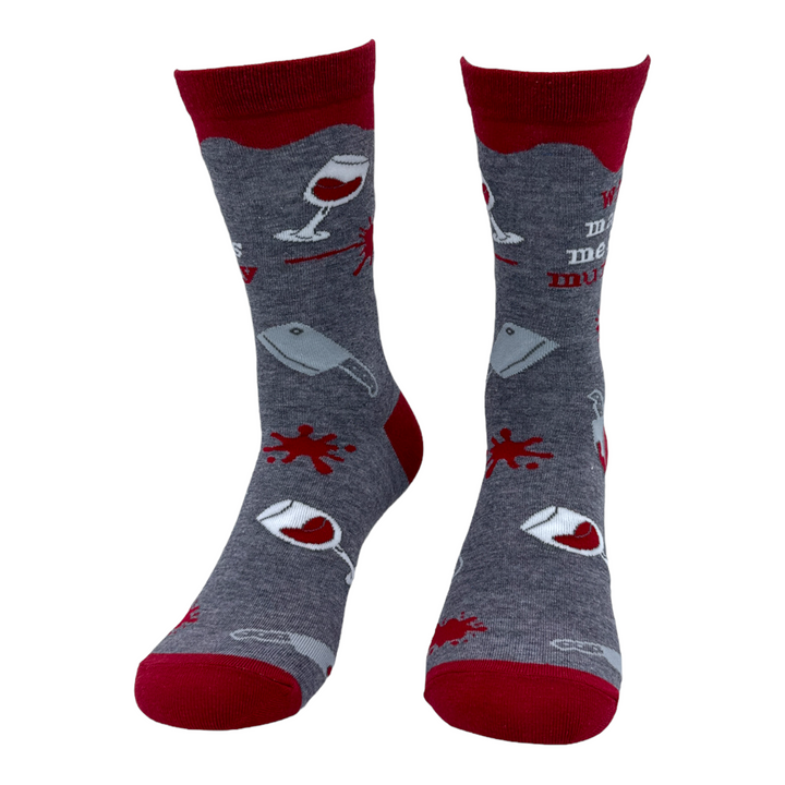 Women's Wine Makes Me Less Murdery Socks
