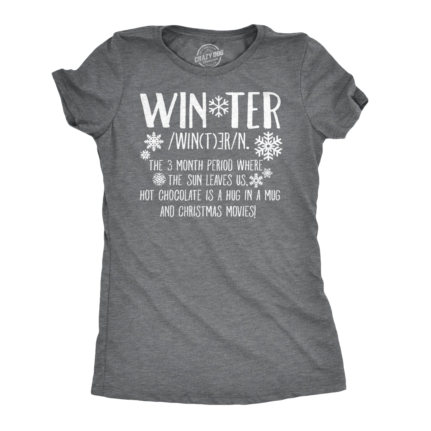 Funny Dark Heather Grey Winter Definition Womens T Shirt Nerdy Christmas Sarcastic Tee